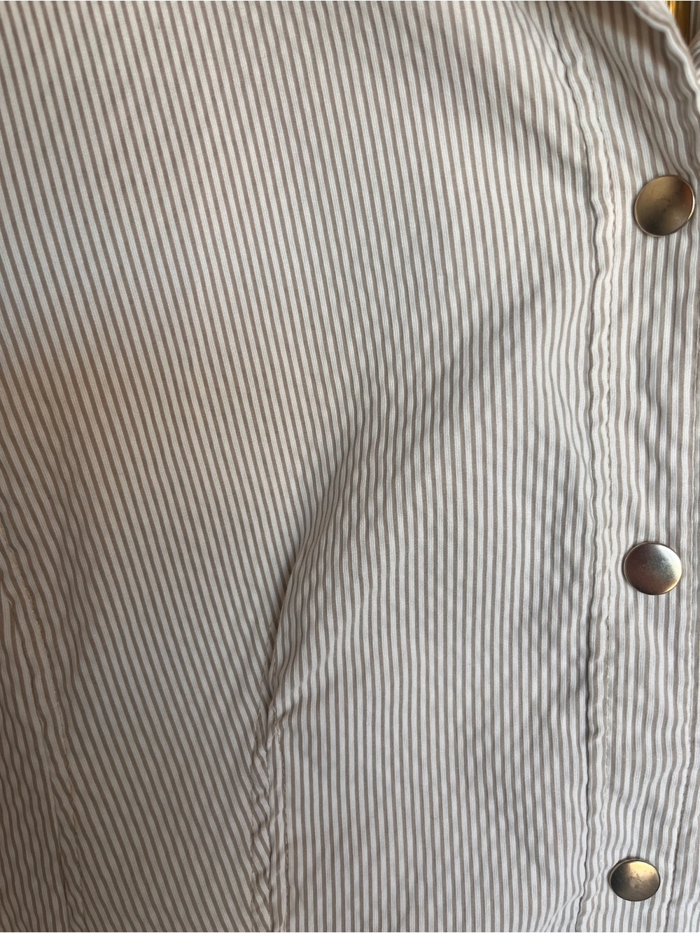 Chico's Cream and Gold Seersucker Button-Front Jacket 3 - Picture 6 of 11